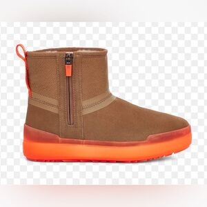 UGG Classic Tech Mini Chestnut Suede & Orange Sole Waterproof Winter Boots NWOT